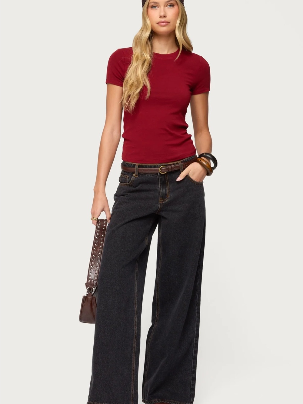 Edikted Wide Leg Dark Wash Jeans